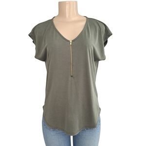 Green Envelope Los Angeles Zip Front Top | Olive Green | Small | Made in USA